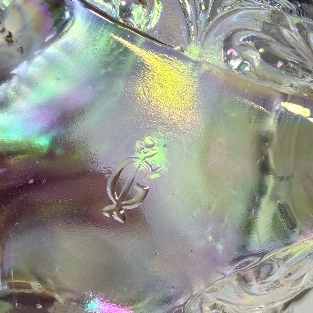 VTG Imperial Glass Everglades White Iridescent 3 Footed Bowl 3" Floral Lion Feet - Picture 10 of 10